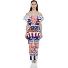 Independence Day United States Of America Bardot Ruffle Jumpsuit