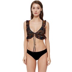 Books Library Low Cut Ruffle Edge Bikini Top