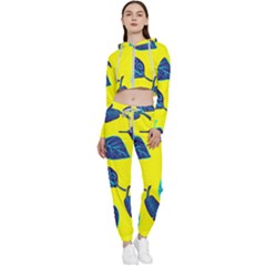 Sheets Pattern Picture Detail Cropped Zip Up Lounge Set