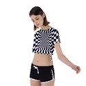 Optical-illusion-chessboard-tunnel Tie Back Short Sleeve Crop T-Shirt View2