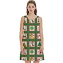 Christmas Paper Christmas Pattern Round Neck Sleeve Casual Dress With Pockets View1