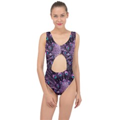 Purple Peacock Center Cut Out Swimsuit