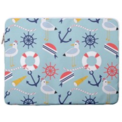 Nautical Marine Symbols Seamless Pattern 17  Vertical Laptop Sleeve Case With Pocket