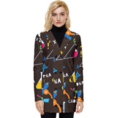 Science Lesson Flat Vector Seamless Pattern Button Up Hooded Coat 