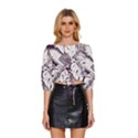 Abstract Art Tropical Leaves Mid Sleeve Drawstring Hem Top View1