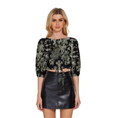 Weave Haeckel Lichenes Photobionten Mid Sleeve Drawstring Hem Top