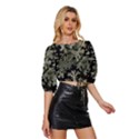 Weave Haeckel Lichenes Photobionten Mid Sleeve Drawstring Hem Top View3