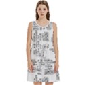 Blackboard Algorithms Black and White Pattern Round Neck Sleeve Casual Dress With Pockets View1