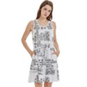 Blackboard Algorithms Black and White Pattern Round Neck Sleeve Casual Dress With Pockets View2