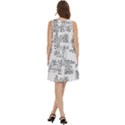 Blackboard Algorithms Black and White Pattern Round Neck Sleeve Casual Dress With Pockets View4