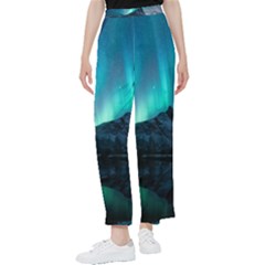 Aurora Borealis Mountain Reflection Women s Pants 