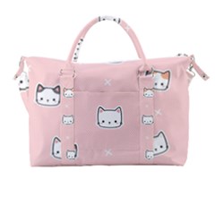 Cute Cat Cartoon Doodle Seamless Pink Pattern Carry-on Travel Shoulder Bag