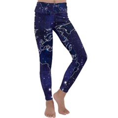 Blue World Map Starry Night Sky World Map Concept Art Kids  Lightweight Velour Classic Yoga Leggings