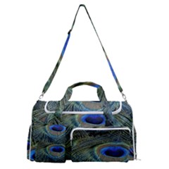 Peacock Feathers Details Sports Gym Duffle Bag With Shoe Compartment