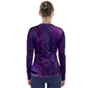 Feather Pattern Texture Form V-Neck Long Sleeve Top View2
