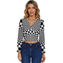 Geomtric Pattern Illusion Shapes Long Sleeve V-Neck Top View1