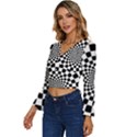 Geomtric Pattern Illusion Shapes Long Sleeve V-Neck Top View2