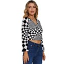 Geomtric Pattern Illusion Shapes Long Sleeve V-Neck Top View3