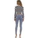 Geomtric Pattern Illusion Shapes Long Sleeve V-Neck Top View4