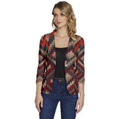 Texture Pattern Fabric Women s One-button 3/4 Sleeve Short Jacket