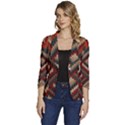 Texture Pattern Fabric Women s One-Button 3/4 Sleeve Short Jacket View1