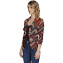 Texture Pattern Fabric Women s One-Button 3/4 Sleeve Short Jacket View2