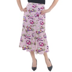 Owls Bird Animal Pattern Midi Mermaid Skirt