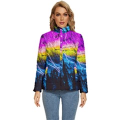 Night Skiing Colored Dead Grateful Lights Mountain Women s Puffer Bubble Jacket Coat