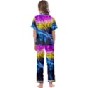 Night Skiing Colored Dead Grateful Lights Mountain Kids  Satin Short Sleeve Pajamas Set View2