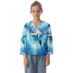 Dolphin Blue Fantasy Kids  Sailor Shirt