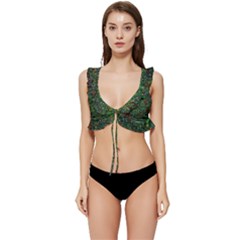 Grass Nature Meadow Low Cut Ruffle Edge Bikini Top
