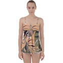 Leaves Monstera Picture Print Pattern Babydoll Tankini Top View1