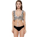 Fossilized Seashell Texture Print Design Bk Low Cut Ruffle Edge Bikini Top View1