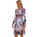 Dessert Chocolate Cream Long Sleeve Dress With Pocket View2