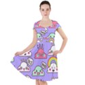 Cloud Seamless Pattern Cap Sleeve Midi Dress With Pockets View1