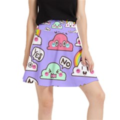 Cloud Seamless Pattern Waistband Skirt