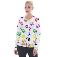 Pawprints Paw Prints Paw Animal Velvet Zip Up Jacket