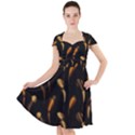 Abstract Art Pattern Warm Colors Cap Sleeve Midi Dress With Pockets View1