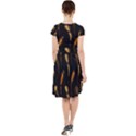 Abstract Art Pattern Warm Colors Cap Sleeve Midi Dress With Pockets View2