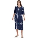 Blue Background Abstract Seamless Women s Cotton 3/4 Sleeve Nightgown View1