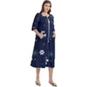 Blue Background Abstract Seamless Women s Cotton 3/4 Sleeve Nightgown View3