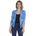 Background Abstract Texture Pattern Women s Draped Front 3/4 Sleeve Shawl Collar Jacket View1
