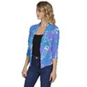 Background Abstract Texture Pattern Women s Draped Front 3/4 Sleeve Shawl Collar Jacket View2