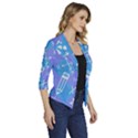 Background Abstract Texture Pattern Women s Draped Front 3/4 Sleeve Shawl Collar Jacket View3
