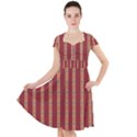 Template Background Red Strip Cap Sleeve Midi Dress With Pockets View1