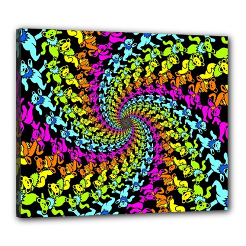 3d Grateful Dead 90 s Neon Dancing Bears Canvas 24  X 20  (stretched)
