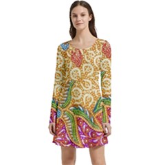 Batik Indonesian Culture Indonesia Authentic Long Sleeve Velour Skater Dress