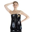 Glittering Planets Space Galaxy Glitter Black Strapless Top View1