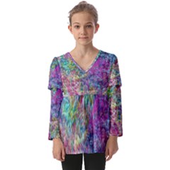 Abstract Candies Kids  V Neck Casual Top