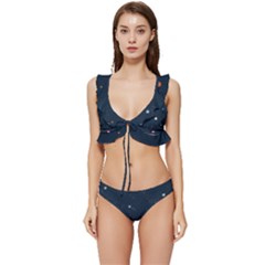Space Nasa Galaxy Low Cut Ruffle Edge Bikini Set